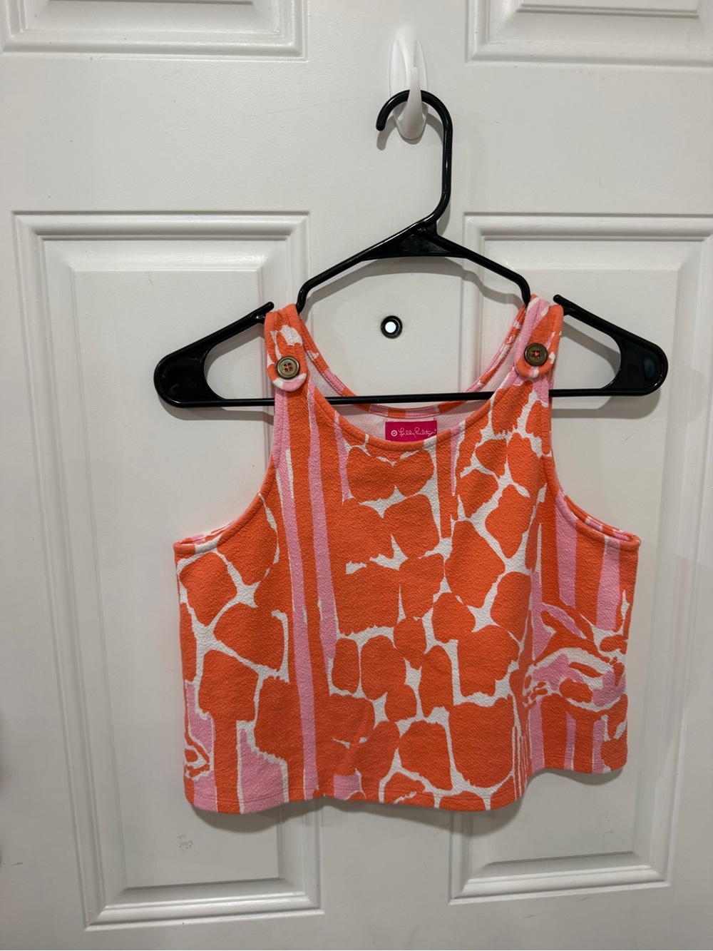 Lilly Pulitzer Orange & Pink Printed Button-Strap Tank Top